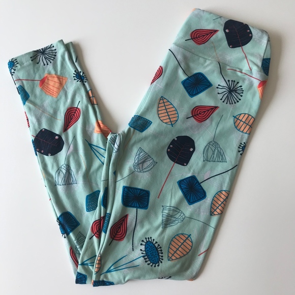 LuLaRoe Pants - Light Blue Floral Leaf Pattern TC LuLaRoe Leggings